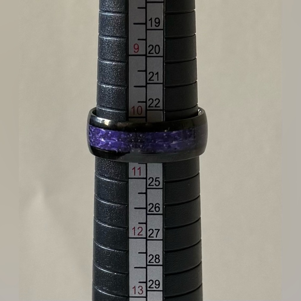 Stainless Steel Rings with Amethyst Style Inlay - Picture 4 of 6